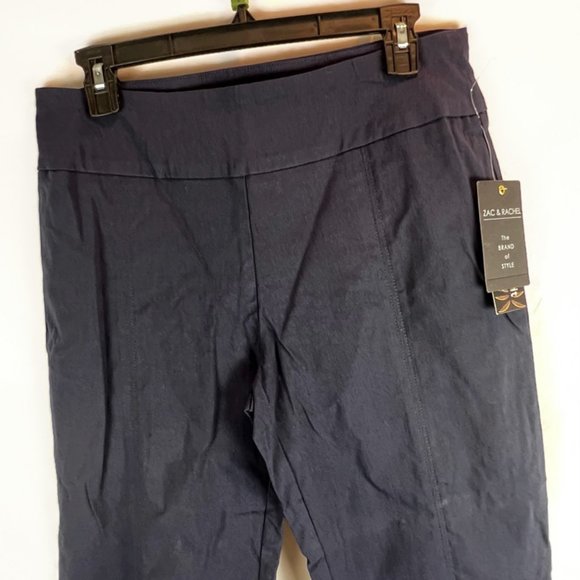 NWT Zac & Rachel Women's Slim Leg Short Dress Pants Size 10 Blue Pull On - Picture 2 of 7